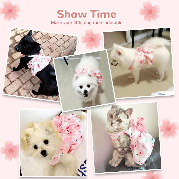 Buy KUTKUT Cute Lemon Pattern Dog Dress with Lovely Bow Pet Apparel Dog  Clothes for Small Dogs and Cats